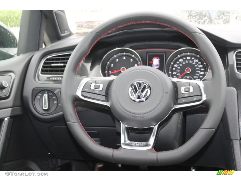 2015 Volkswagen Golf GTI 4-Door 2.0T SE Titan Black Leather Steering Wheel Photo #95553954