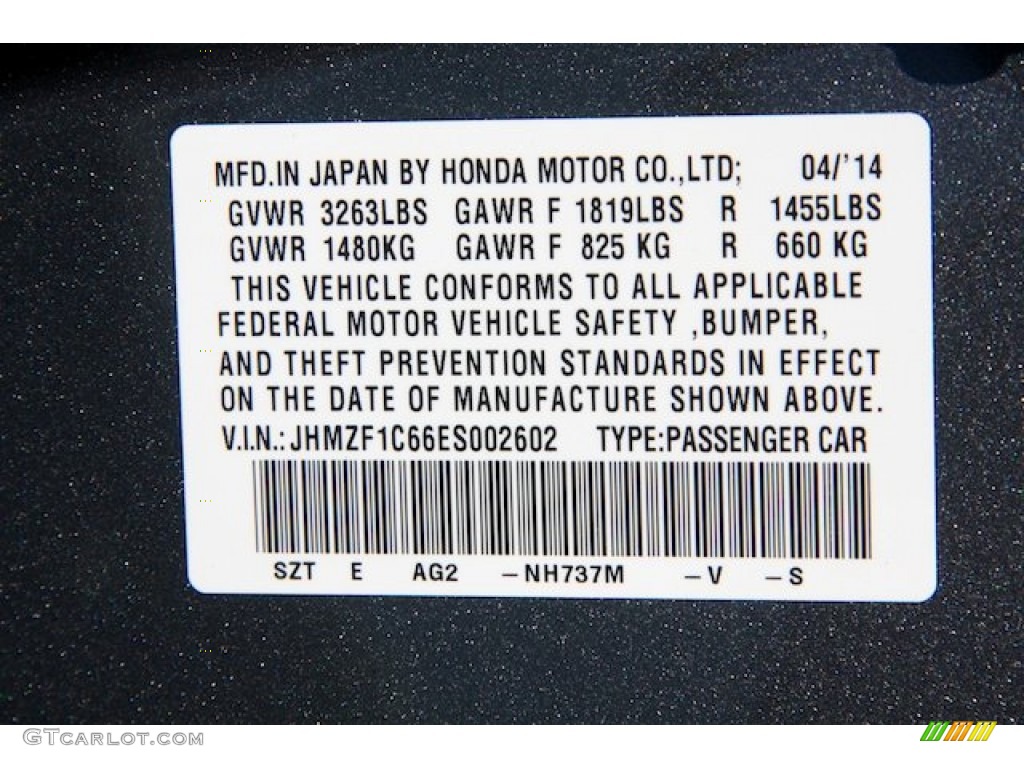 2014 CR-Z Color Code NH737M for Polished Metal Metallic Photo #95578059