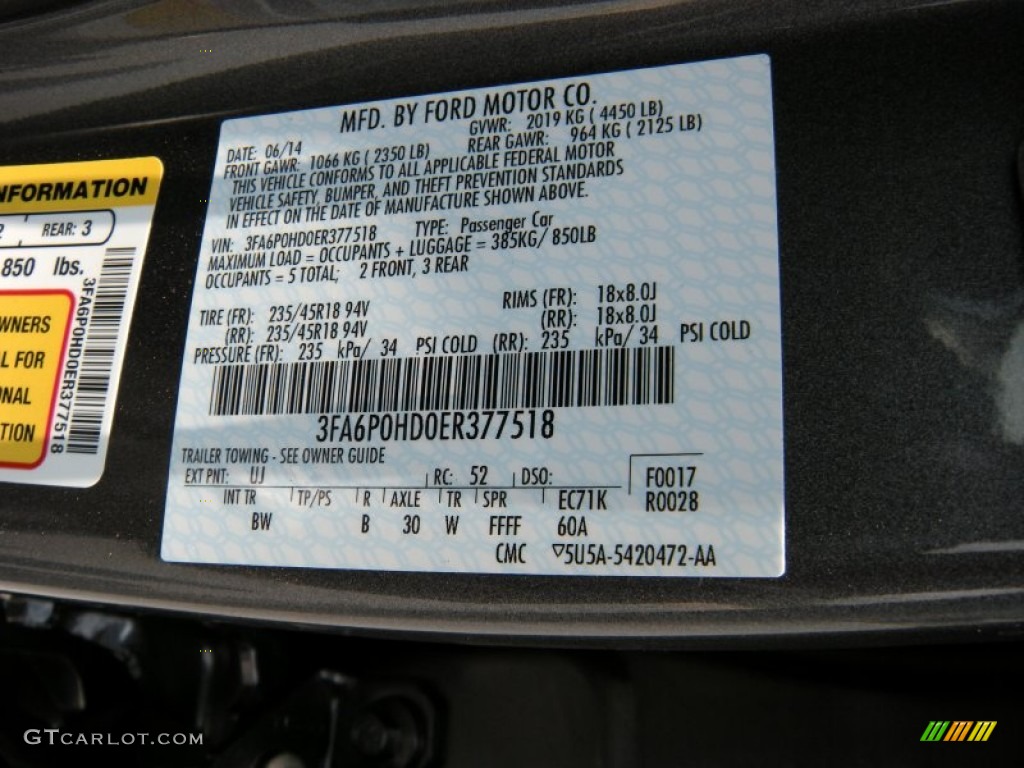 2014 Fusion SE EcoBoost - Sterling Gray / Charcoal Black photo #34