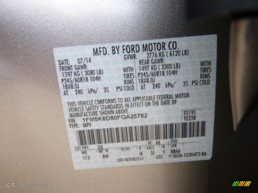 2015 Explorer XLT 4WD - Ingot Silver / Charcoal Black photo #20