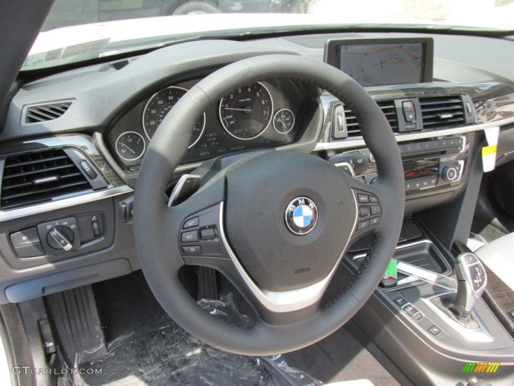 2014 BMW 4 Series 428i xDrive Convertible Venetian Beige Steering Wheel Photo #95616551