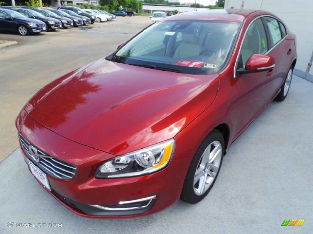 2015 S60 T5 Drive-E - Flamenco Red Metallic / Soft Beige photo #3