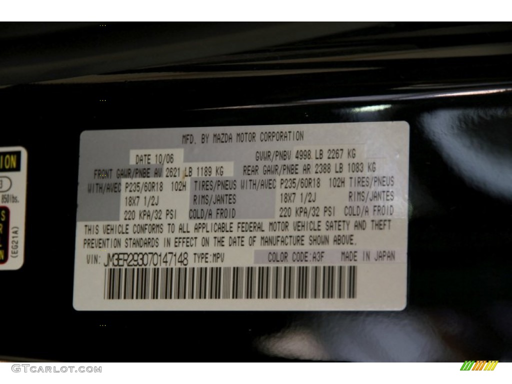 2007 Mazda CX-7 Touring Color Code Photos