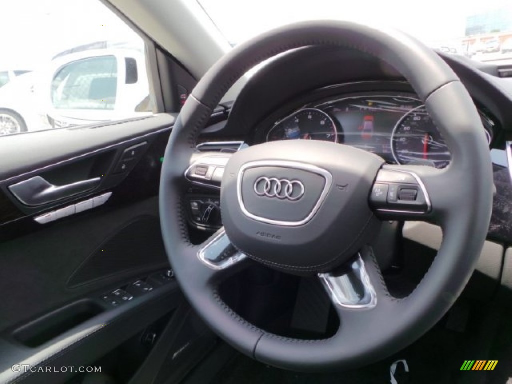2015 Audi A8 L 3.0T quattro Black Steering Wheel Photo #95639849