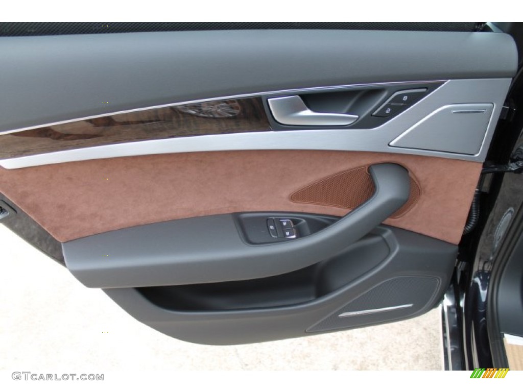 2015 Audi A8 3.0T quattro Nougat Brown Door Panel Photo #95648612
