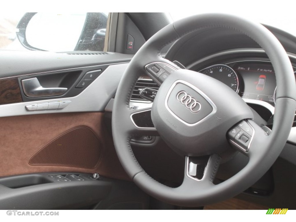 2015 Audi A8 3.0T quattro Nougat Brown Steering Wheel Photo #95648690