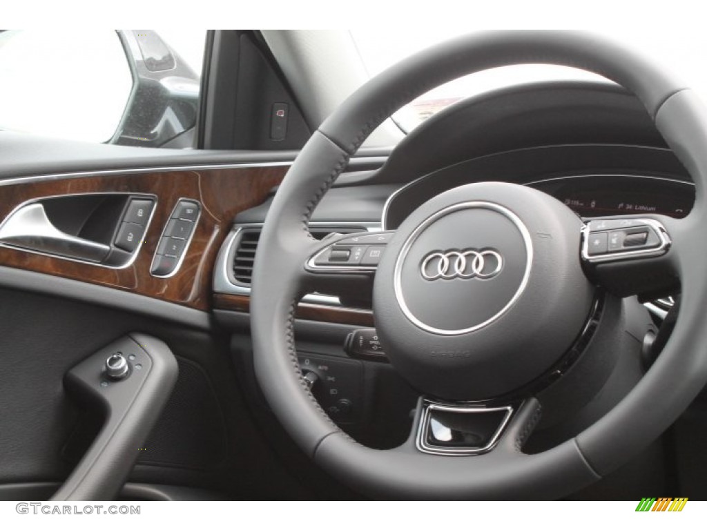 2015 Audi A6 2.0T Premium Plus Sedan Black Steering Wheel Photo #95648990