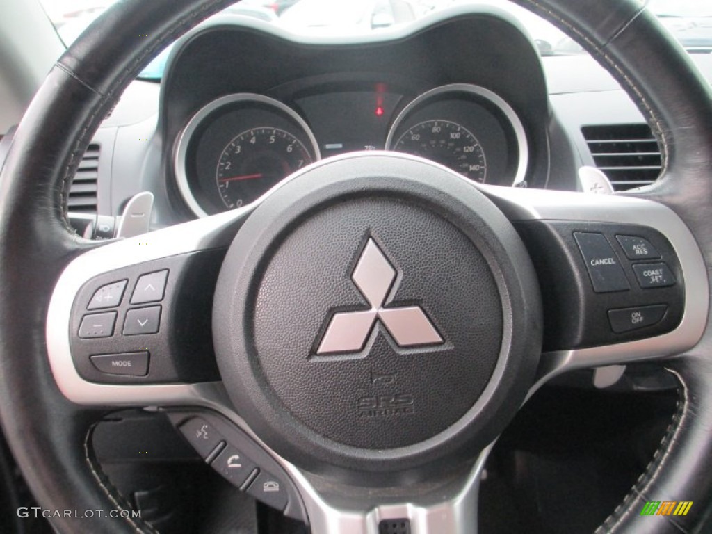 2011 Mitsubishi Lancer RALLIART AWD Black Steering Wheel Photo #95650910