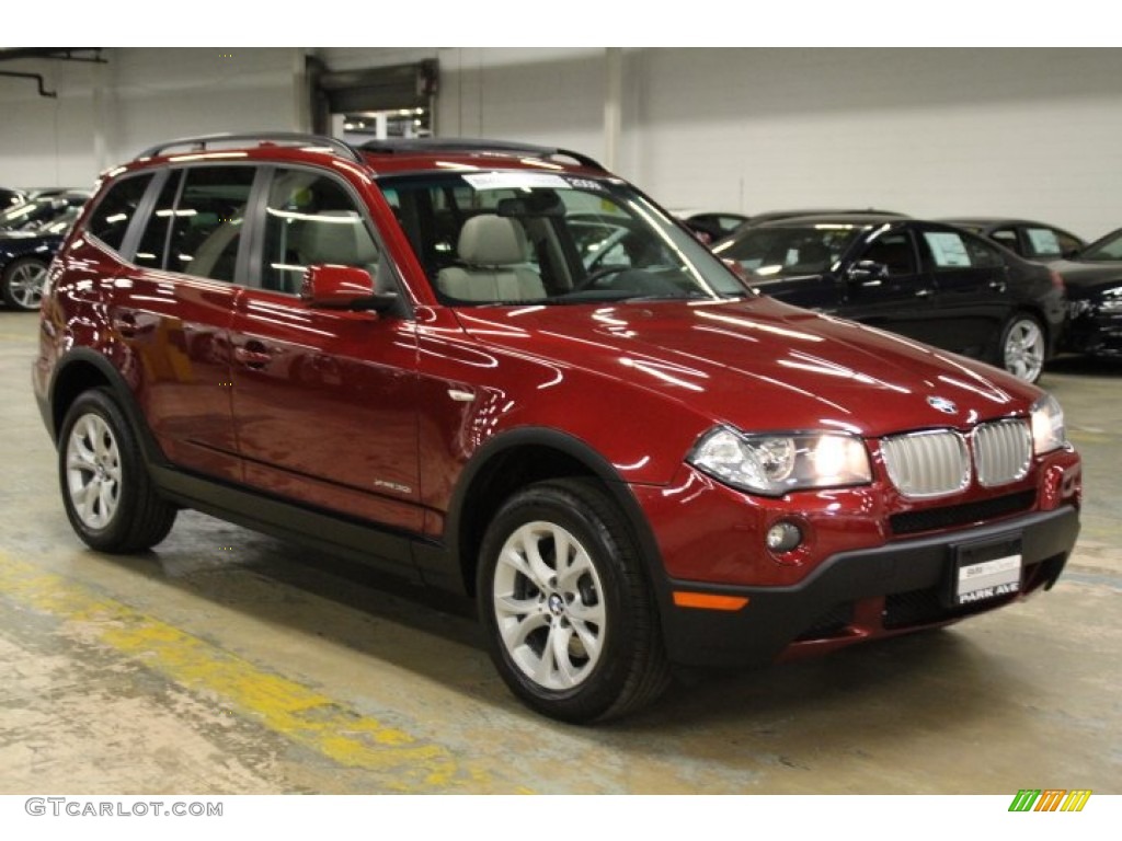 2009 X3 xDrive30i - Vermillion Red Metallic / Oyster Nevada Leather photo #1