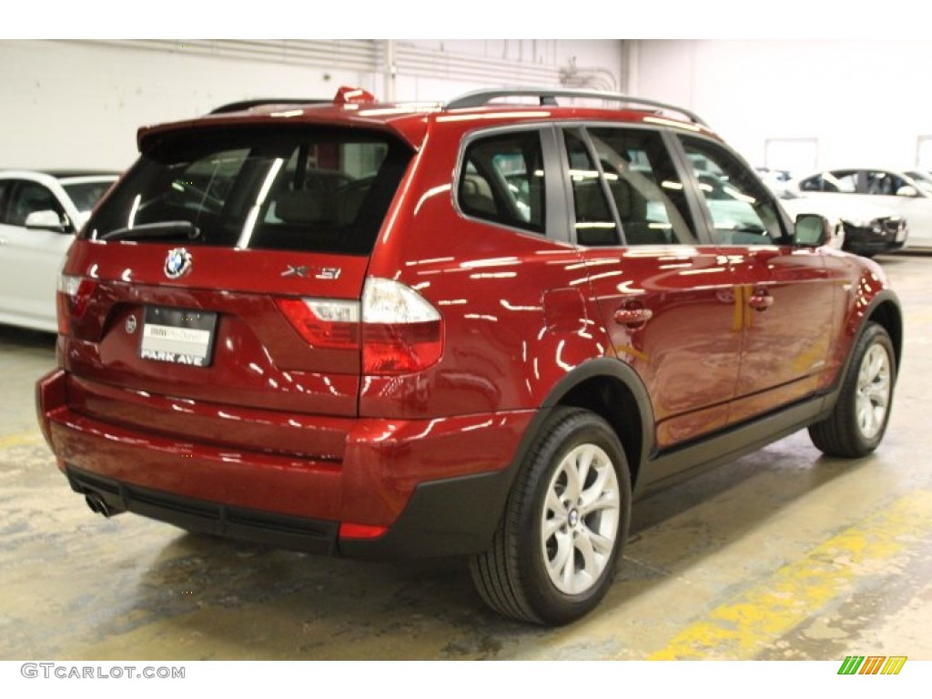 2009 X3 xDrive30i - Vermillion Red Metallic / Oyster Nevada Leather photo #3