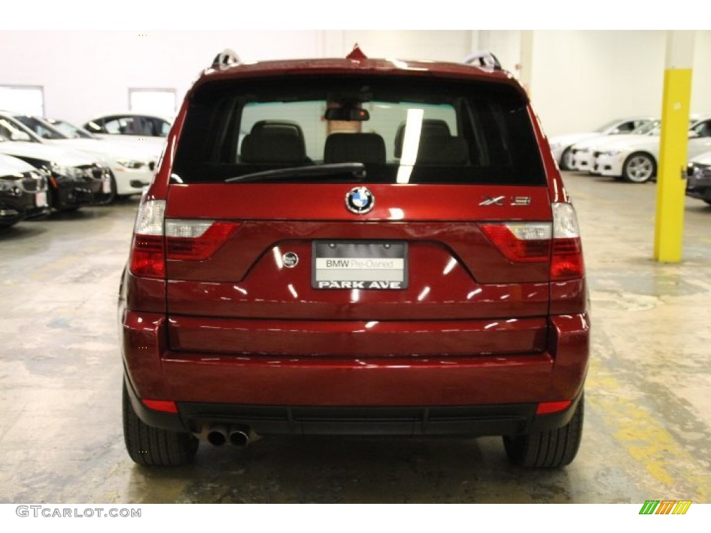 2009 X3 xDrive30i - Vermillion Red Metallic / Oyster Nevada Leather photo #4