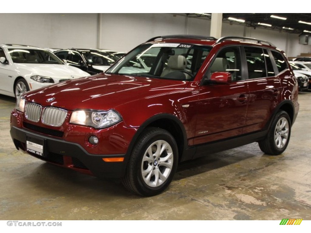 2009 X3 xDrive30i - Vermillion Red Metallic / Oyster Nevada Leather photo #7