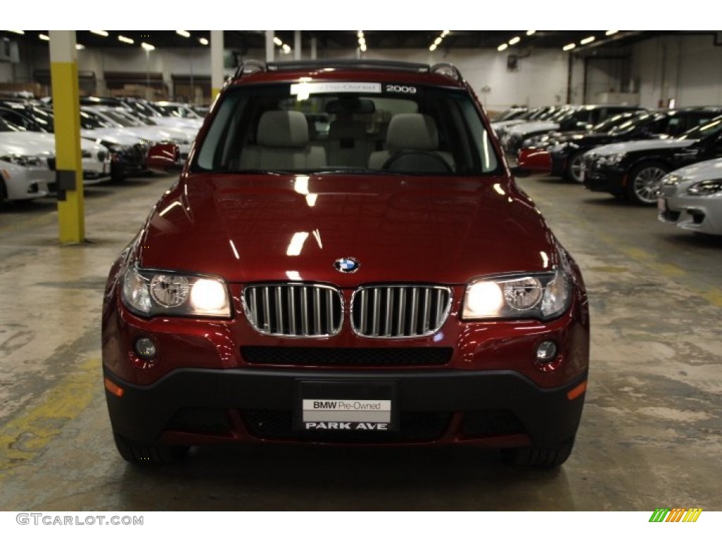 2009 X3 xDrive30i - Vermillion Red Metallic / Oyster Nevada Leather photo #8