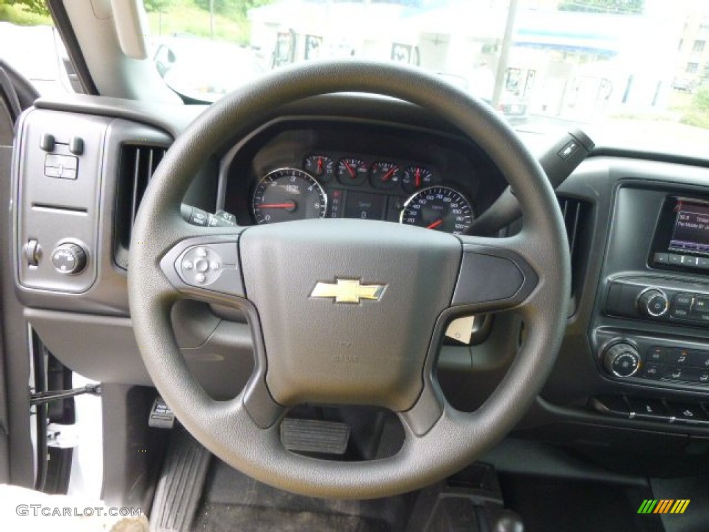 2015 Chevrolet Silverado 3500HD WT Double Cab Utility Jet Black/Dark Ash Steering Wheel Photo #95661730