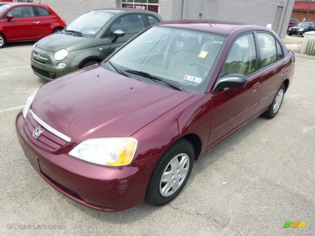 2003 Civic LX Sedan - Radiant Ruby Pearl / Ivory photo #3