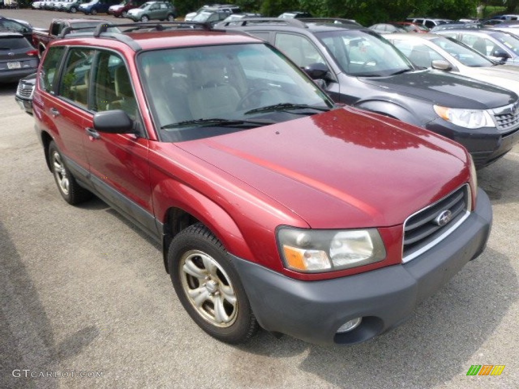 2003 Forester 2.5 X - Cayenne Red Pearl / Beige photo #1