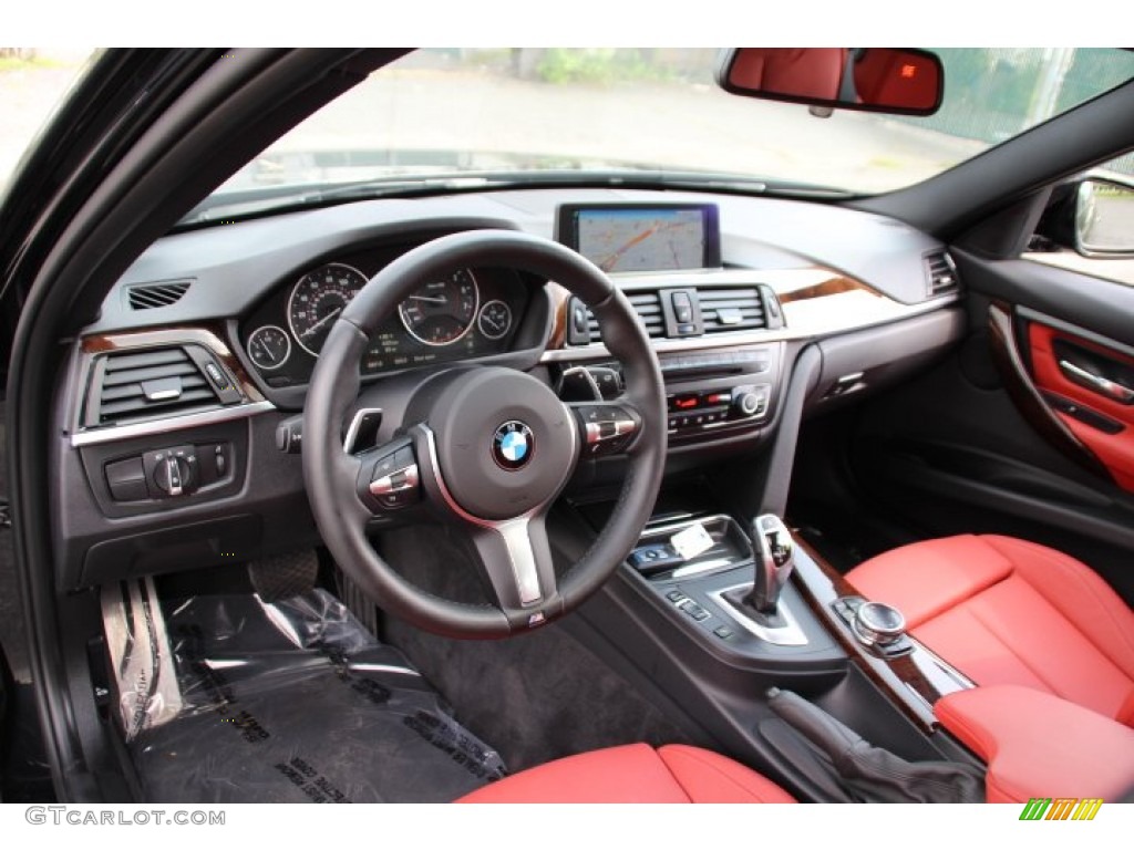 2014 BMW 3 Series 328i xDrive Sedan Coral Red/Black Dashboard Photo #95672649