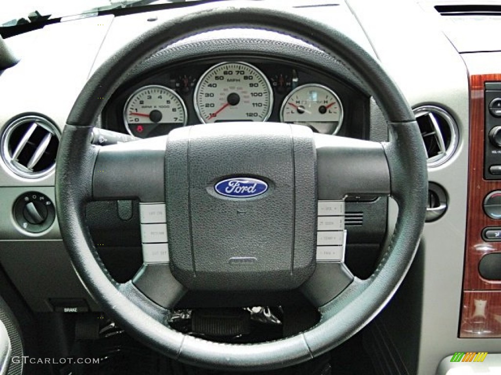 2006 Ford F150 Lariat SuperCrew Black Steering Wheel Photo #95684428