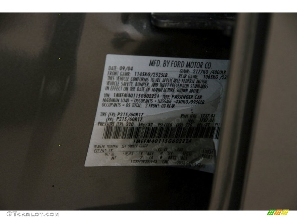 2005 Mercury Montego Luxury Color Code Photos