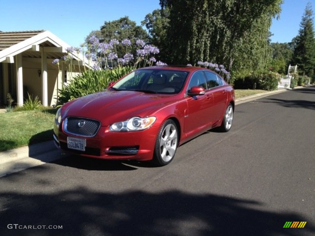 2009 XF Supercharged - Radiance Red Metallic / Champagne/Truffle photo #1