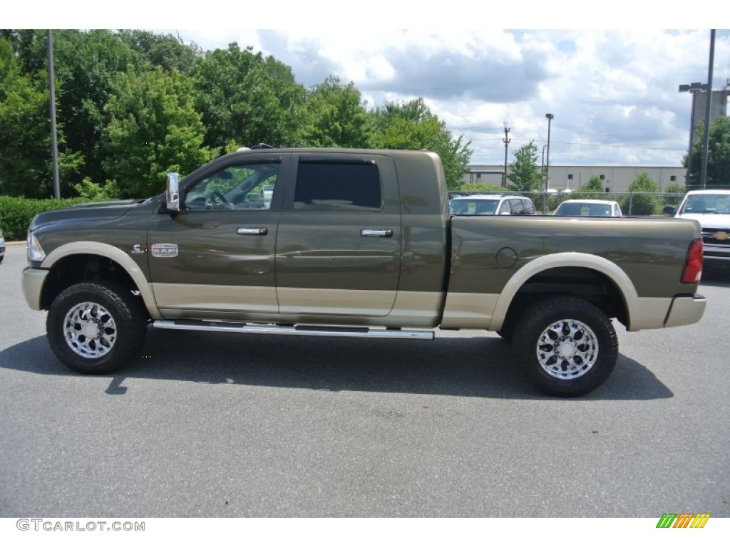 2011 Ram 2500 HD Laramie Longhorn Mega Cab 4x4 - Sagebrush Pearl / Light Pebble Beige/Bark Brown photo #3