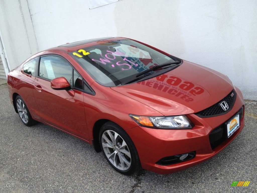 2012 Civic Si Coupe - Sunburst Orange Pearl / Black photo #29