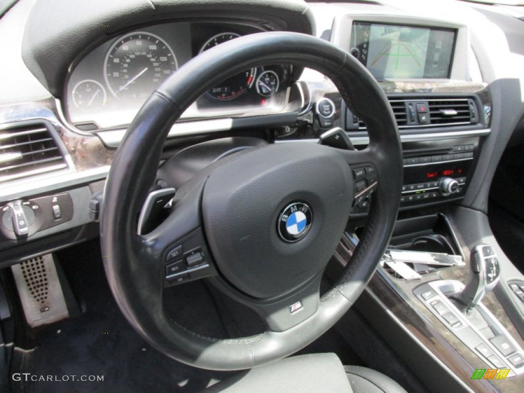 2013 BMW 6 Series 650i xDrive Gran Coupe Black Steering Wheel Photo #95707130