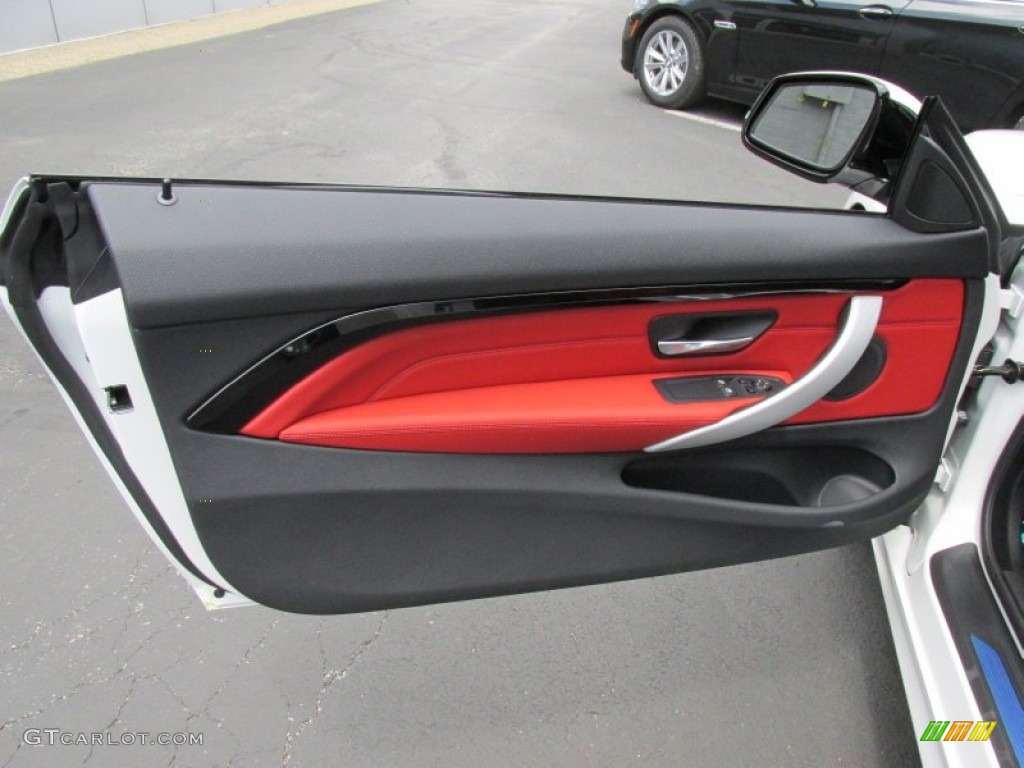 2014 BMW 4 Series 428i xDrive Coupe Coral Red Door Panel Photo #95709527
