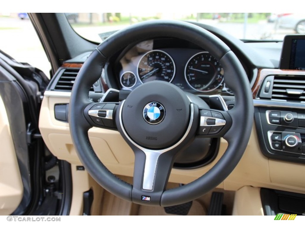 2014 BMW 3 Series 328i xDrive Sedan Venetian Beige Steering Wheel Photo #95709536