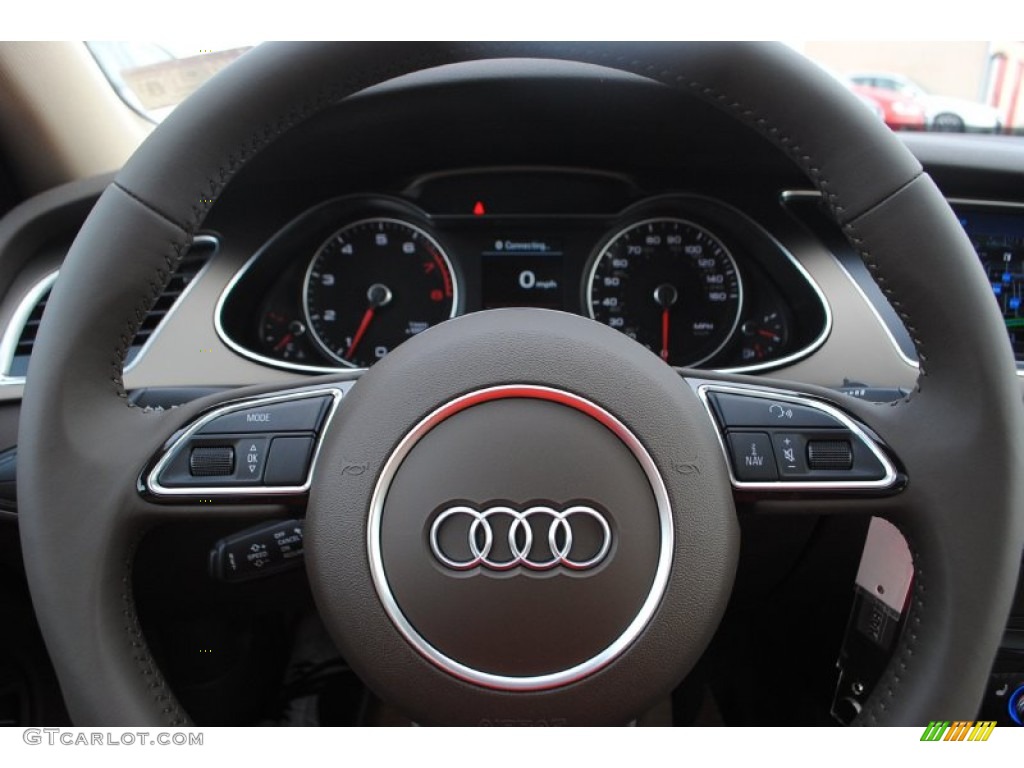 2015 Audi A4 2.0T Premium Plus Beige/Brown Steering Wheel Photo #95718224