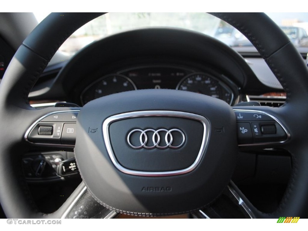 2015 Audi A8 L 3.0T quattro Black Steering Wheel Photo #95722763