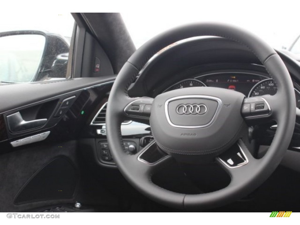 2015 Audi A8 L 3.0T quattro Black Steering Wheel Photo #95727338