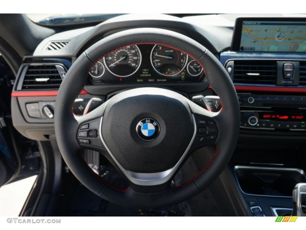 2015 BMW 4 Series 428i Gran Coupe Black Steering Wheel Photo #95729525