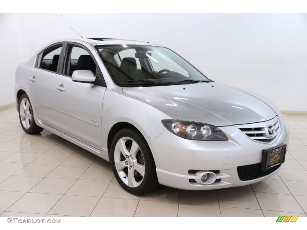 2005 MAZDA3 s Sedan - Sunlight Silver Metallic / Black/Red photo #1