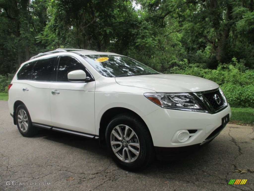 Moonlight White 2014 Nissan Pathfinder SV AWD Exterior Photo #95749344