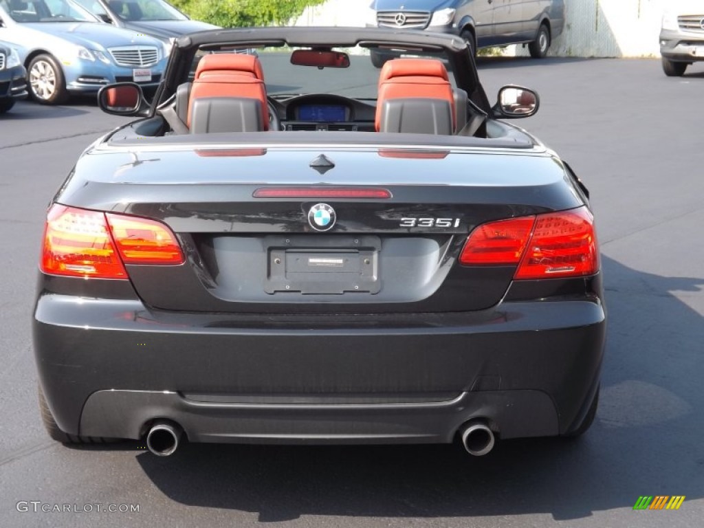 2011 3 Series 335i Convertible - Jet Black / Coral Red/Black Dakota Leather photo #4