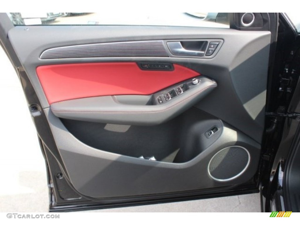 2015 Audi SQ5 Premium Plus 3.0 TFSI quattro Black/Magma Red Door Panel Photo #95767653