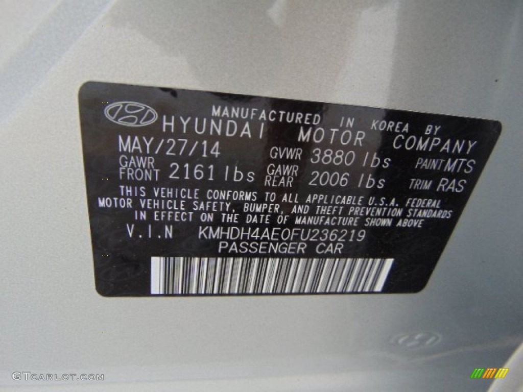 2015 Elantra SE Sedan - Shimmering Air Silver / Gray photo #15