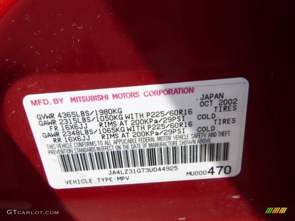 2003 Outlander LS 4WD - Phoenix Red / Charcoal photo #20