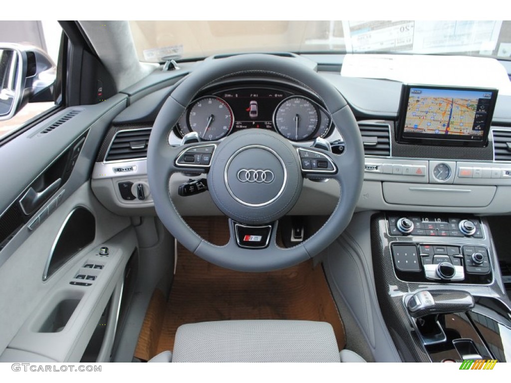 2015 Audi S8 quattro S Lunar Silver Valcona Dashboard Photo #95789901