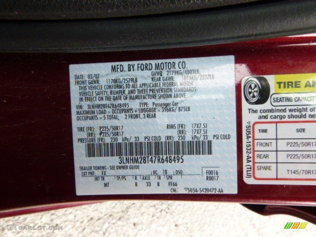 2007 MKZ AWD Sedan - Vivid Red Metallic / Light Stone photo #15