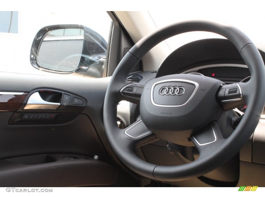 2015 Audi Q7 3.0 Prestige quattro Espresso Steering Wheel Photo #95822538