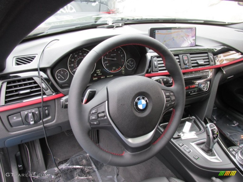 2014 BMW 4 Series 428i xDrive Coupe Black Steering Wheel Photo #95838034