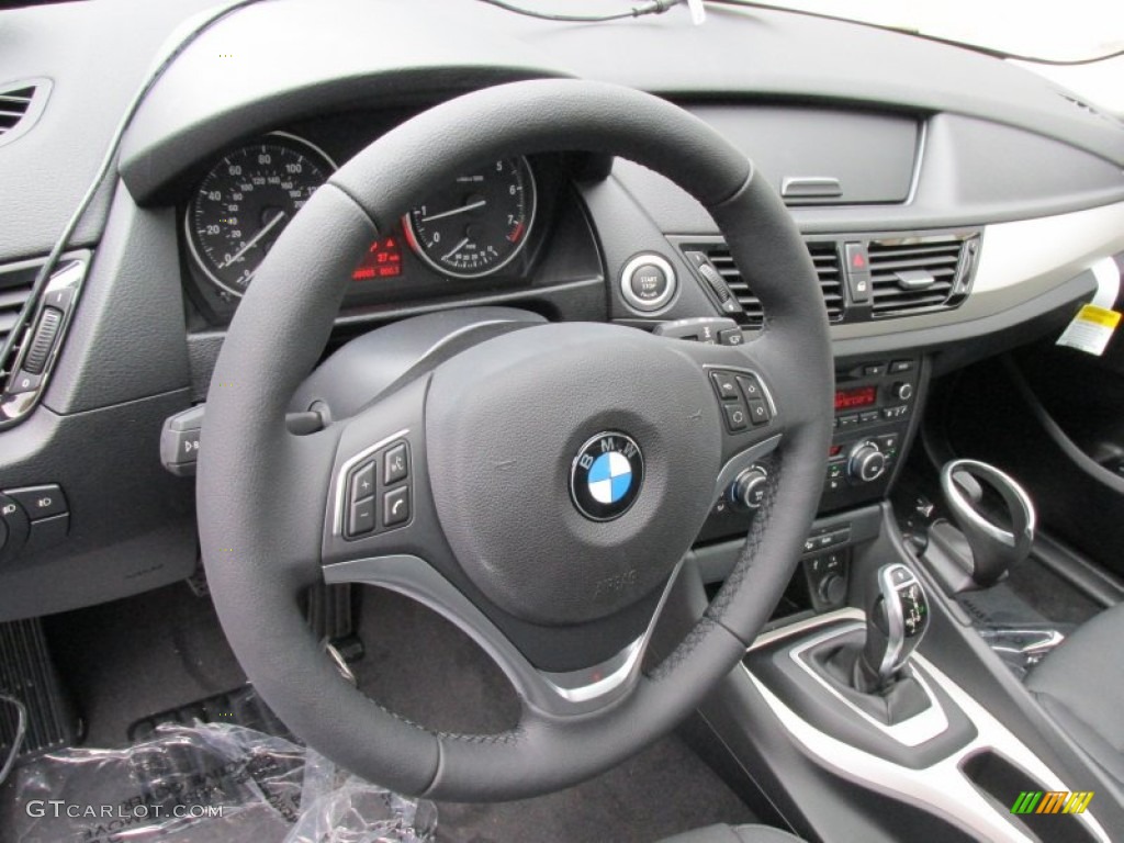 2015 BMW X1 xDrive28i Black Steering Wheel Photo #95838478