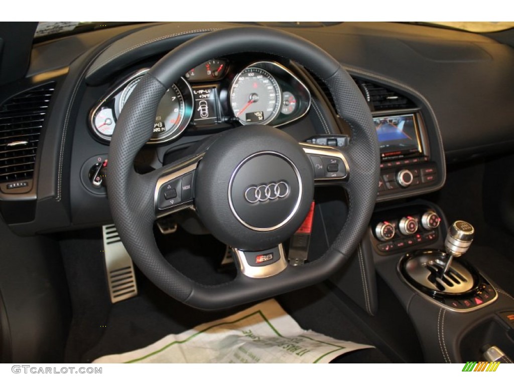 2014 Audi R8 Spyder V8 Black Steering Wheel Photo #95840386