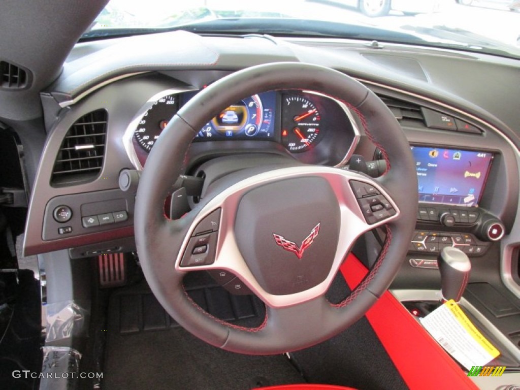 2014 Chevrolet Corvette Stingray Convertible Adrenaline Red Steering Wheel Photo #95846341