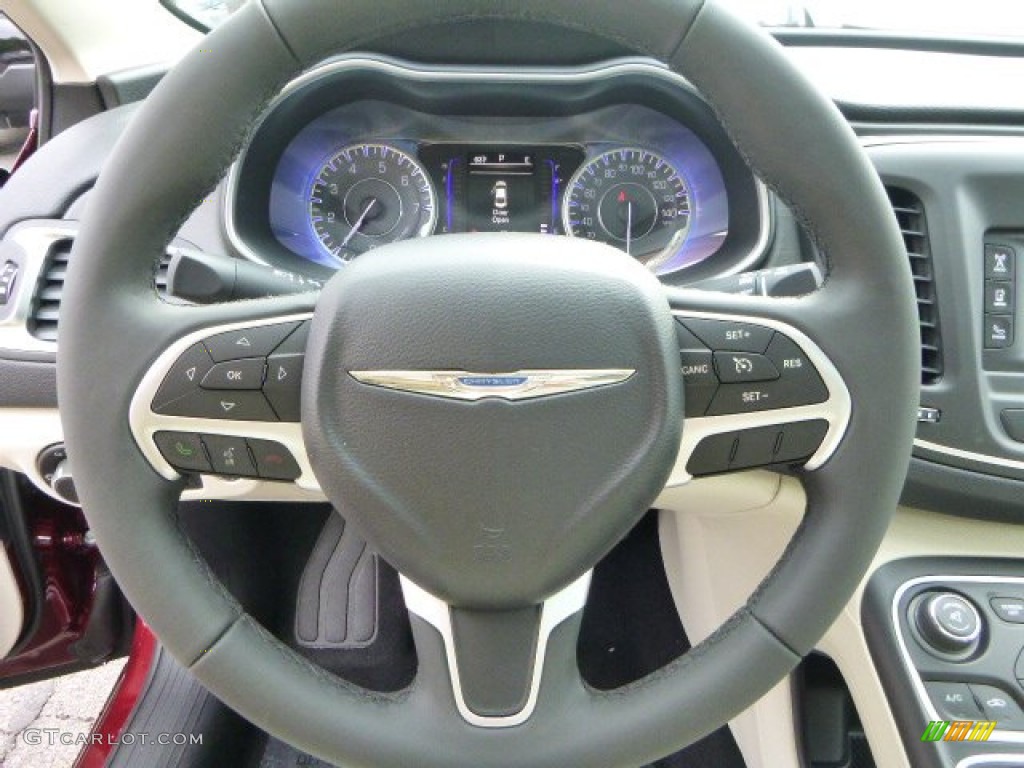 2015 Chrysler 200 Limited Black/Linen Steering Wheel Photo #95847274