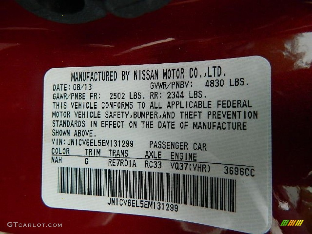 2014 Q60 Color Code NAH for Venetian Red Photo #95852371