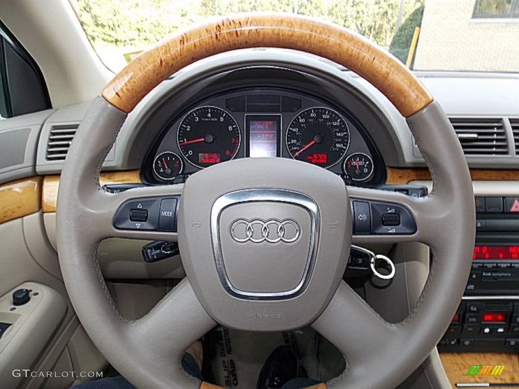 2006 Audi A4 2.0T quattro Sedan Beige Steering Wheel Photo #95852503