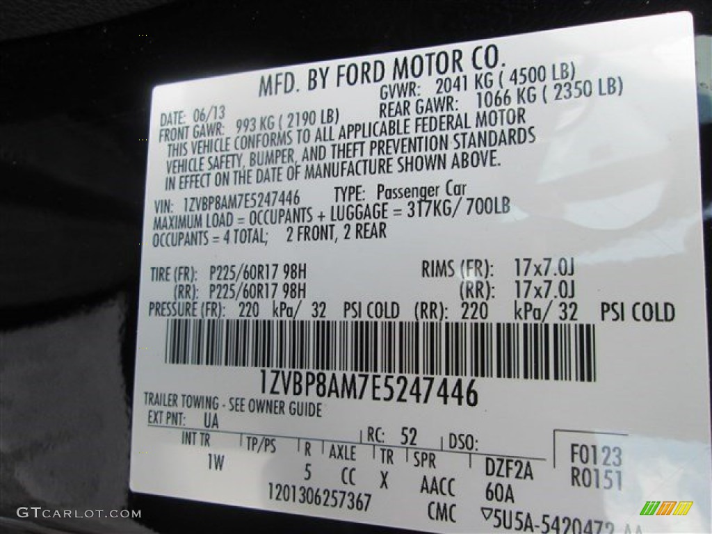 2014 Ford Mustang V6 Premium Coupe Color Code Photos